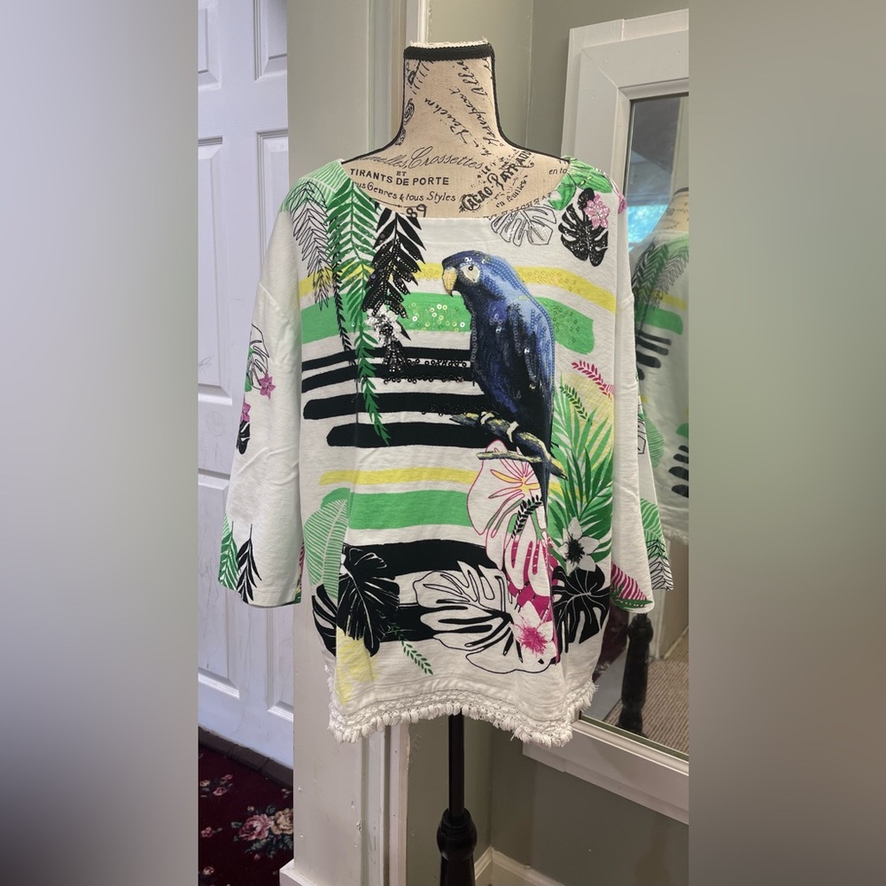 Tropical Bird Print Sweater